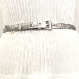 Frosted Silver ToneBelt Small XSmall Waist Segmented Skinny Link Metallic